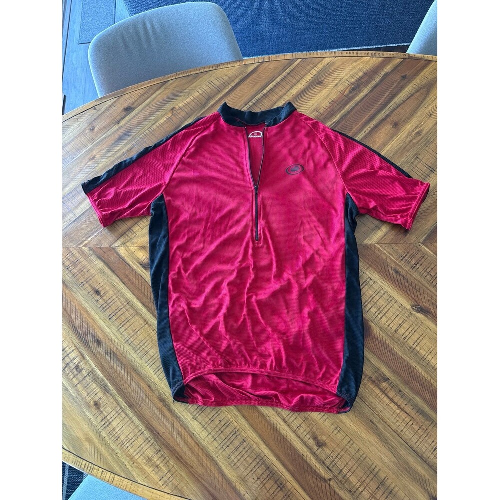 Performance Red Black Cycling Jersey Men’s Large Half Zip Short Sleeve Road Bike